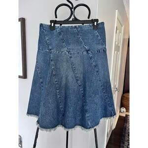 Y2K Nautica Denim Jean Faded Raw Hem Fringe  Skirt Size 6